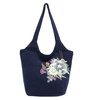 The Sak Resak Tote in Recycled Crochet, Double Shoulder Straps, Denim Seascape