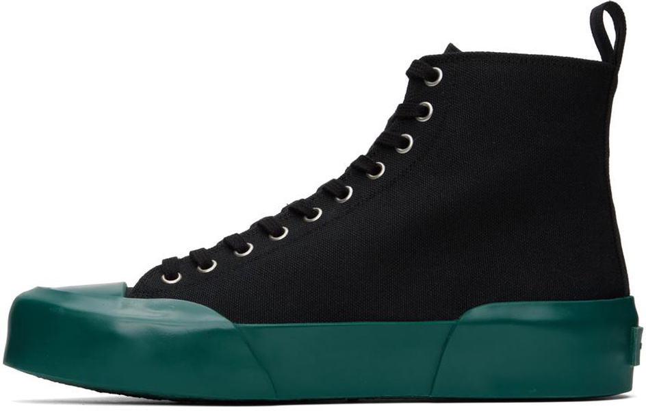 Black & Green High-Top Sneakers