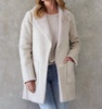 faux fur coat in stone