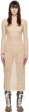 Beige Moonogram Midi Dress