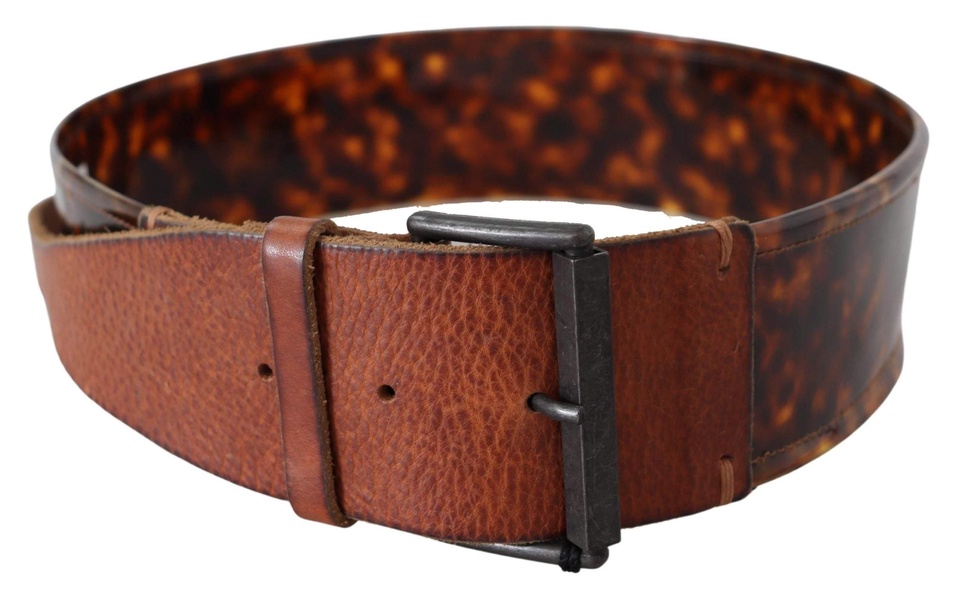 Ermanno Scervino Dark Brown Leather Wide Buckle Belt