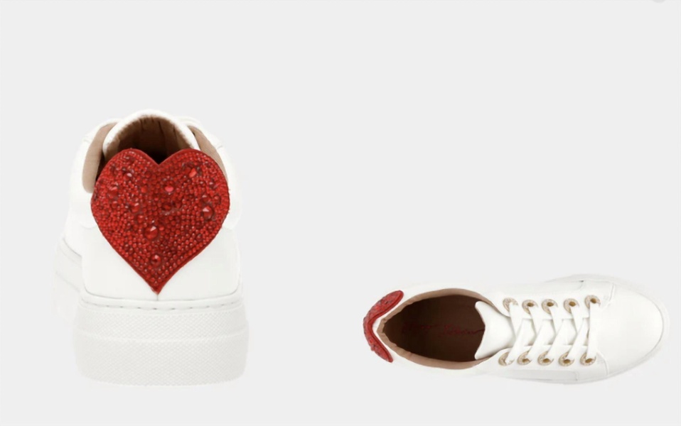 presley heart sneakers in white/red