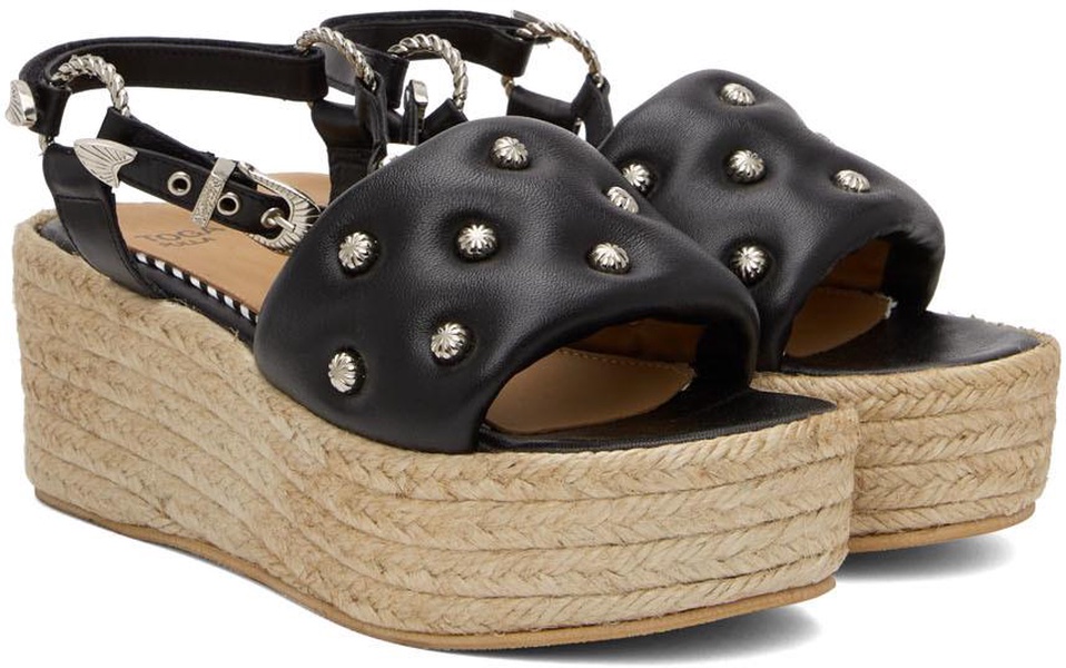 Black Wedge Sandals