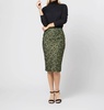 pull-on skirt in hunter/gold floral jacquard