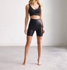 women's faux leather bike shorts in black