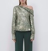 alice metallic fil coupe top in hunter green metalluc moire