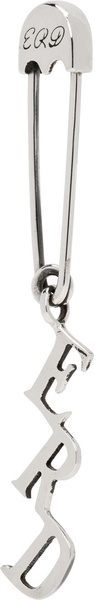 Silver ERD Charm Safety Pin Single Earring