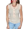 floral trimmed sleeveless top in beige