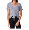 textured tri-blend fitted v neck tee in granite