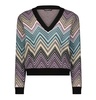 women's chevron cropped v neck pullover in multi combo