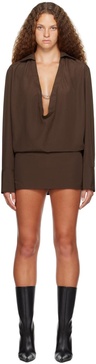 Brown Circle Shirt Minidress