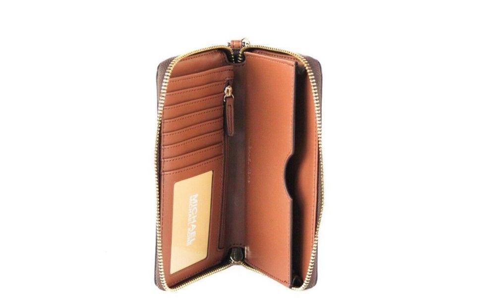 Jet Set Large Brown Signature PVC Flat Multifunction Wrist Wallet