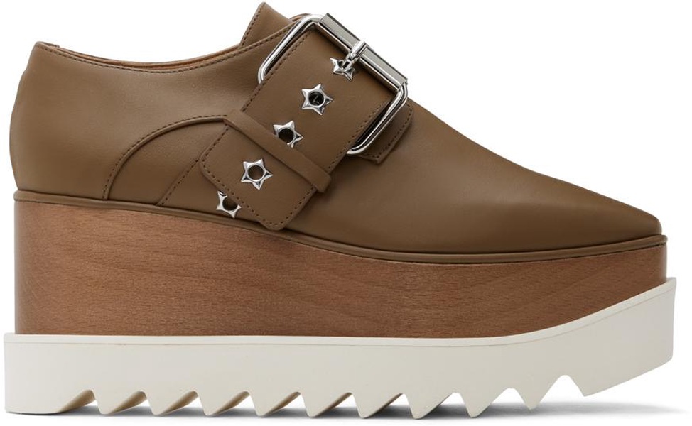 Brown Elyse Star-Studded Buckle Platform Derbys