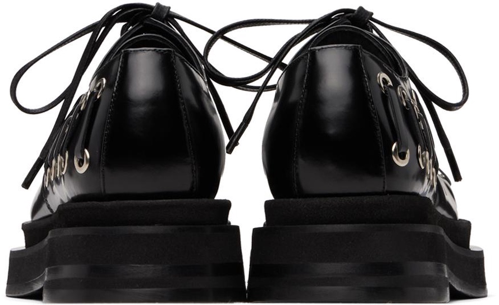 Black Heart Toe Platform Grommet Brogues