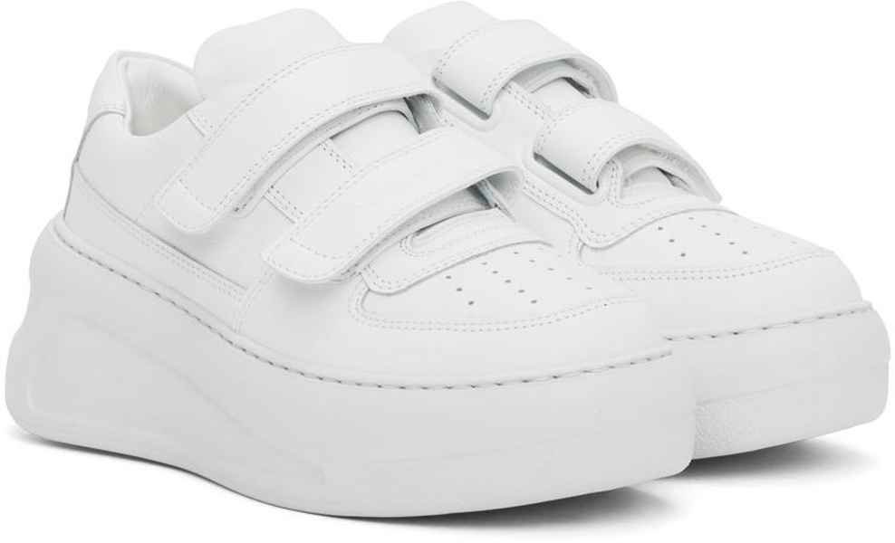 White Velcro Strap Platform Sneakers