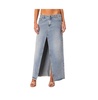 Women's Front Slit Washed Denim Maxi Skirt