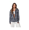 Women's Plaid Hooded Button Up Shirt