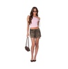 Women's Bow Pocket Leopard Printed Denim Mini Skirt