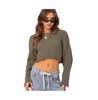 Women's Distressed hem oversized cropped sweater