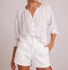 shirred neck blouse in white