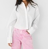 renata cropped button-down shirt in white