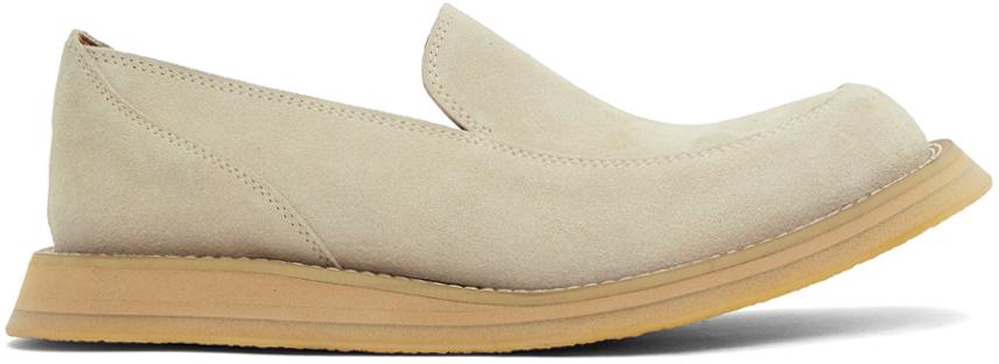 Beige Vision Round Toe Suede Loafers