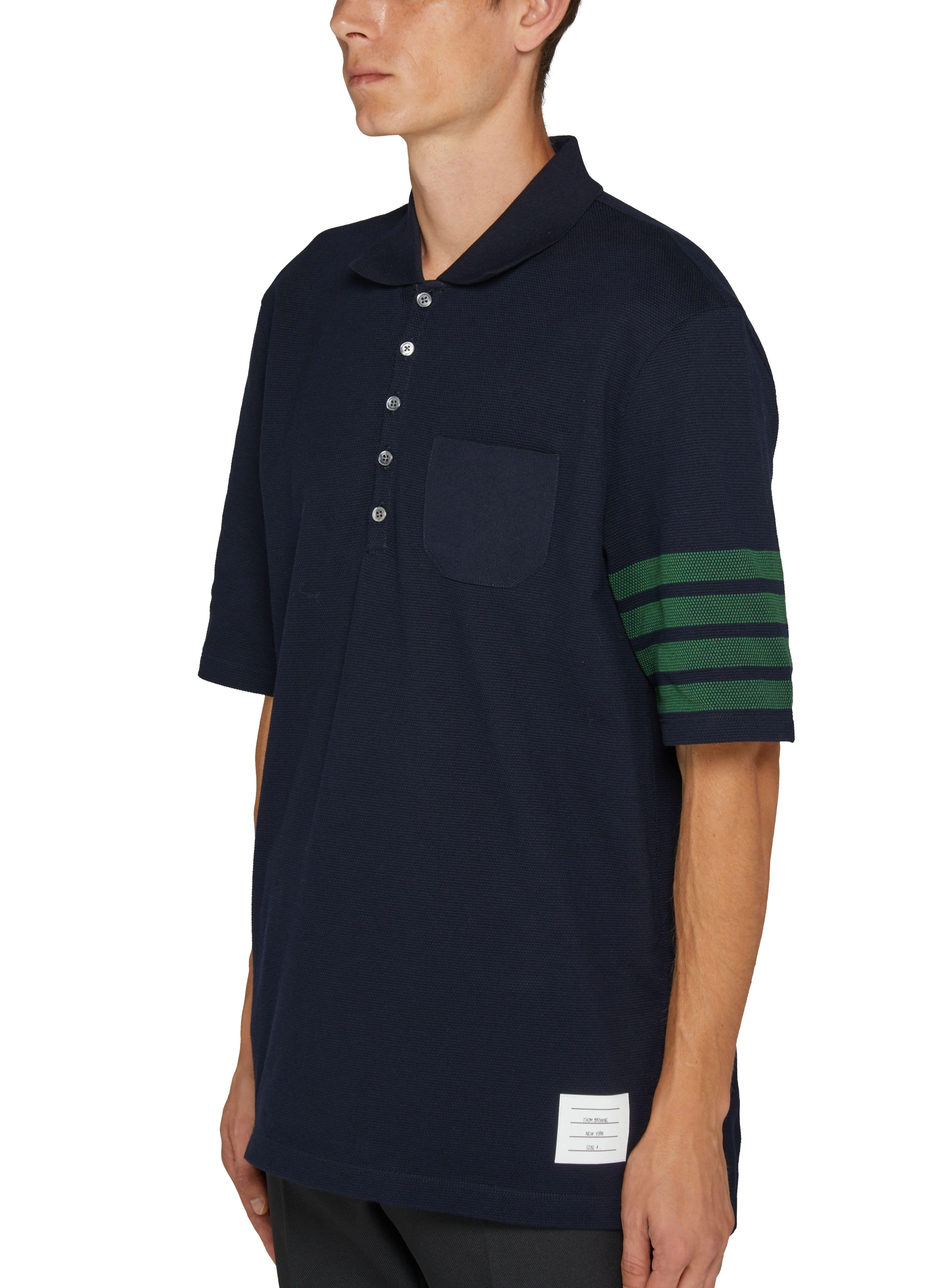 Piqué polo shirt with a wavy design