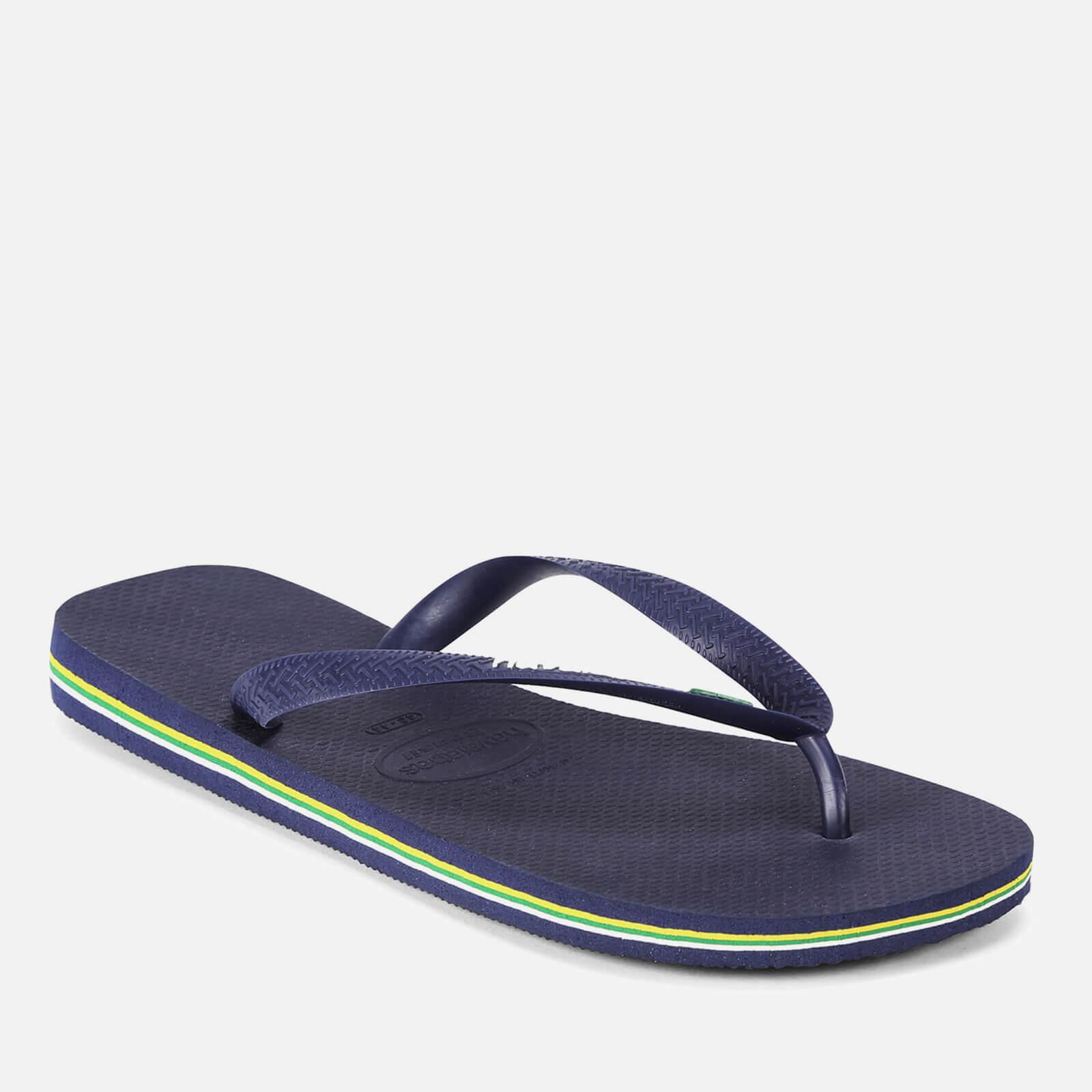 Havaianas Men's Brasil Logo Flip Flops - Navy Blue - UK 6/7