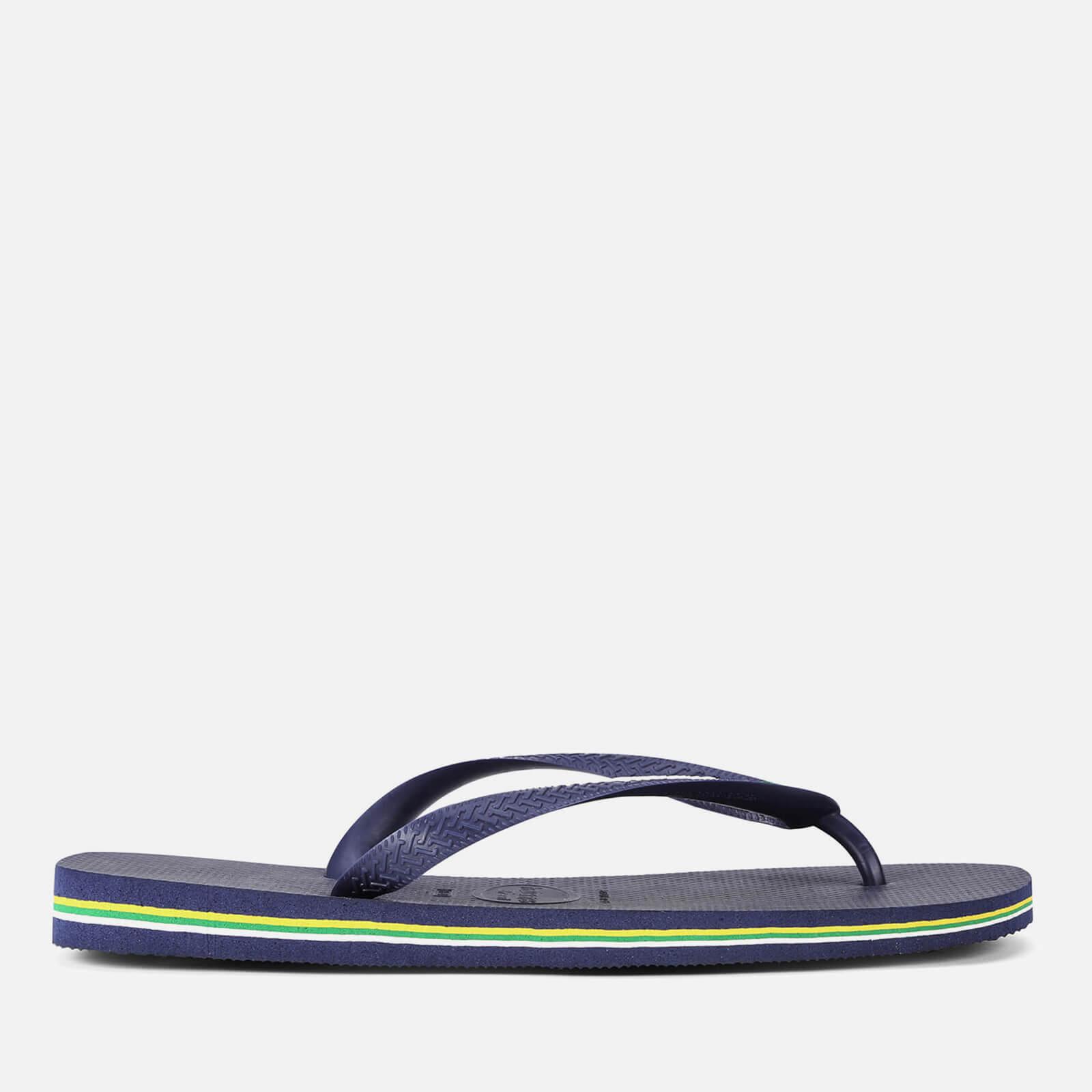 Havaianas Men's Brasil Logo Flip Flops - Navy Blue - UK 6/7