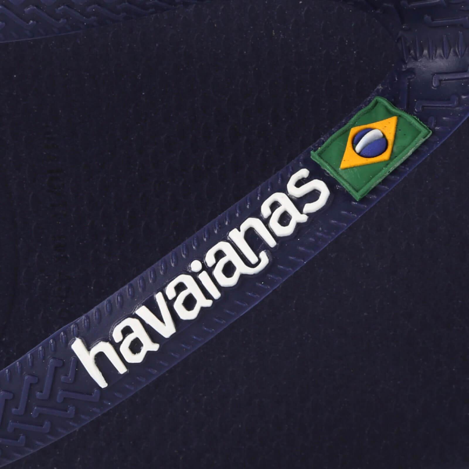 Havaianas Men's Brasil Logo Flip Flops - Navy Blue - UK 6/7