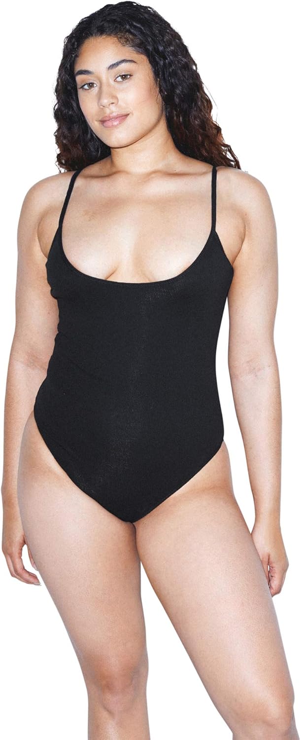 American Apparel womens Cotton 2x2 Spaghetti Strap U-back BodysuitShapewear Bodysuit