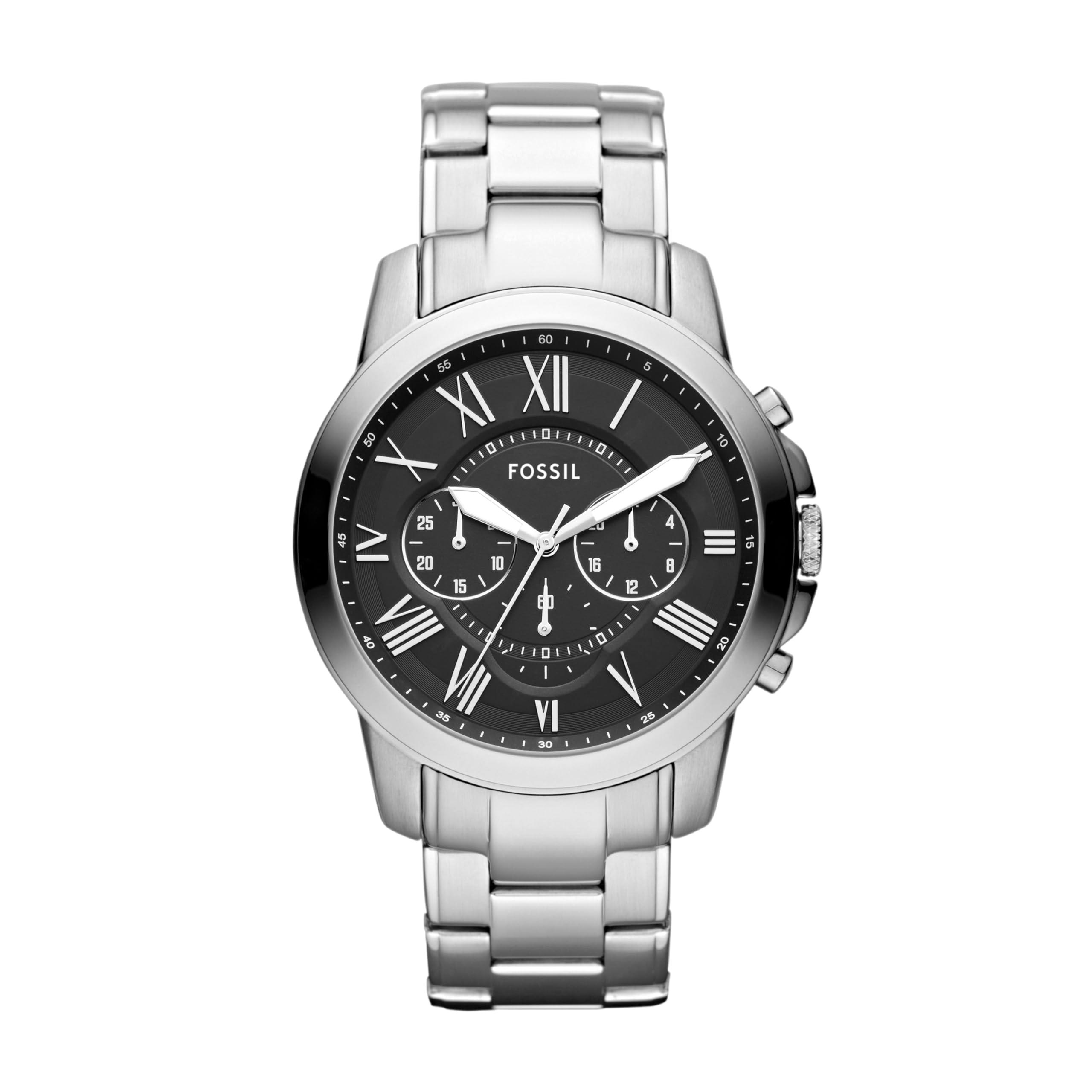 Fossil Grant Men's Watch with Chronograph or Automatic Display and Genuine Leather or Stainless Steel Band