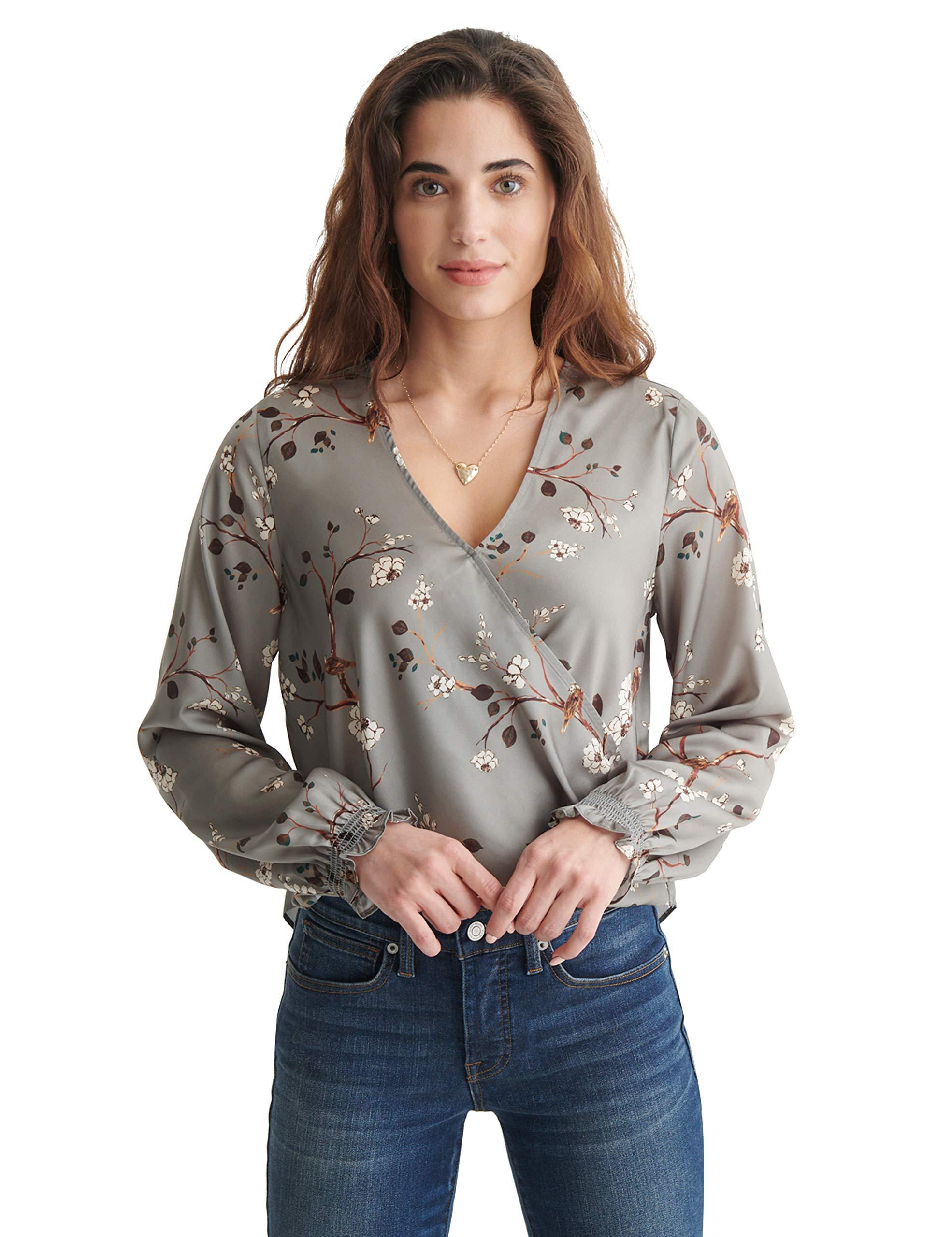 Lucky Brand Women's Long Sleeve Surplice V-Neck Blouse