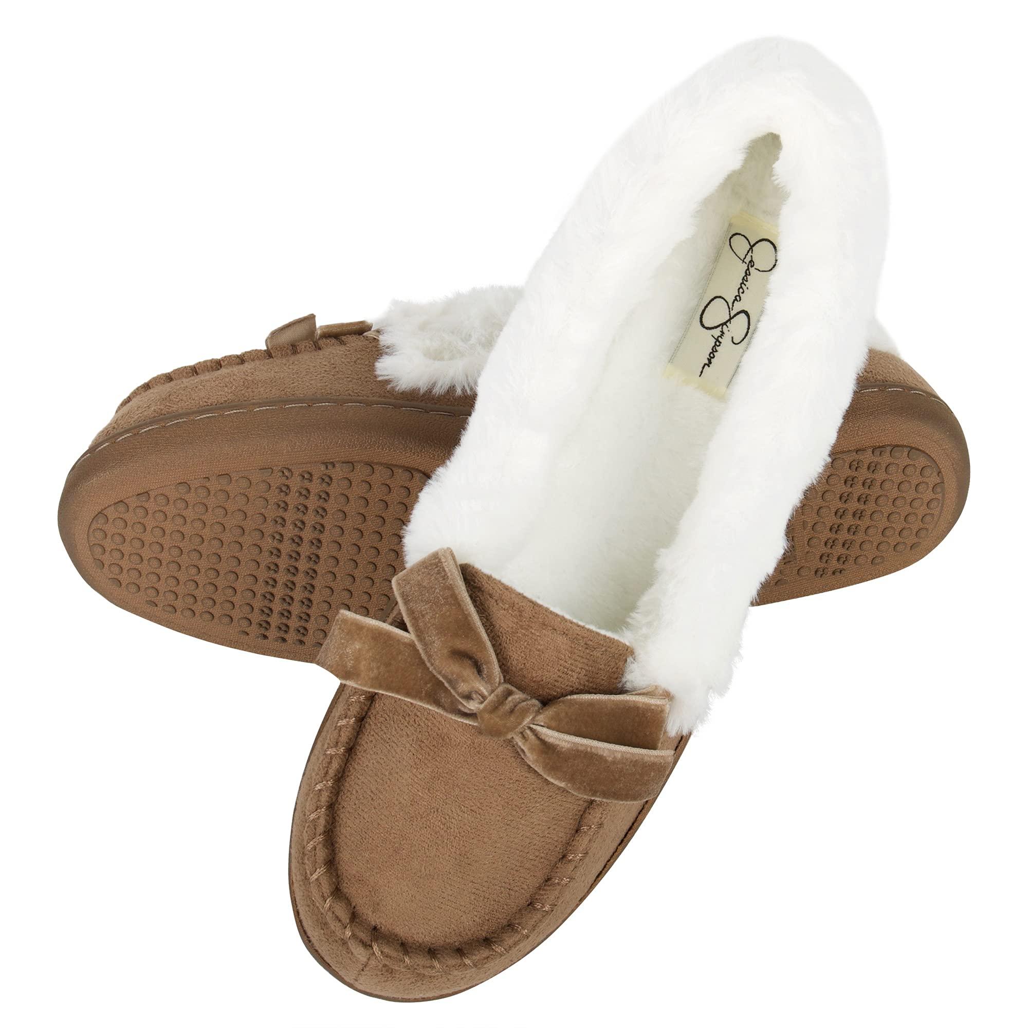 Jessica Simpson Women's Micro Suede Moccasin Indoor Outdoor Slipper Shoe