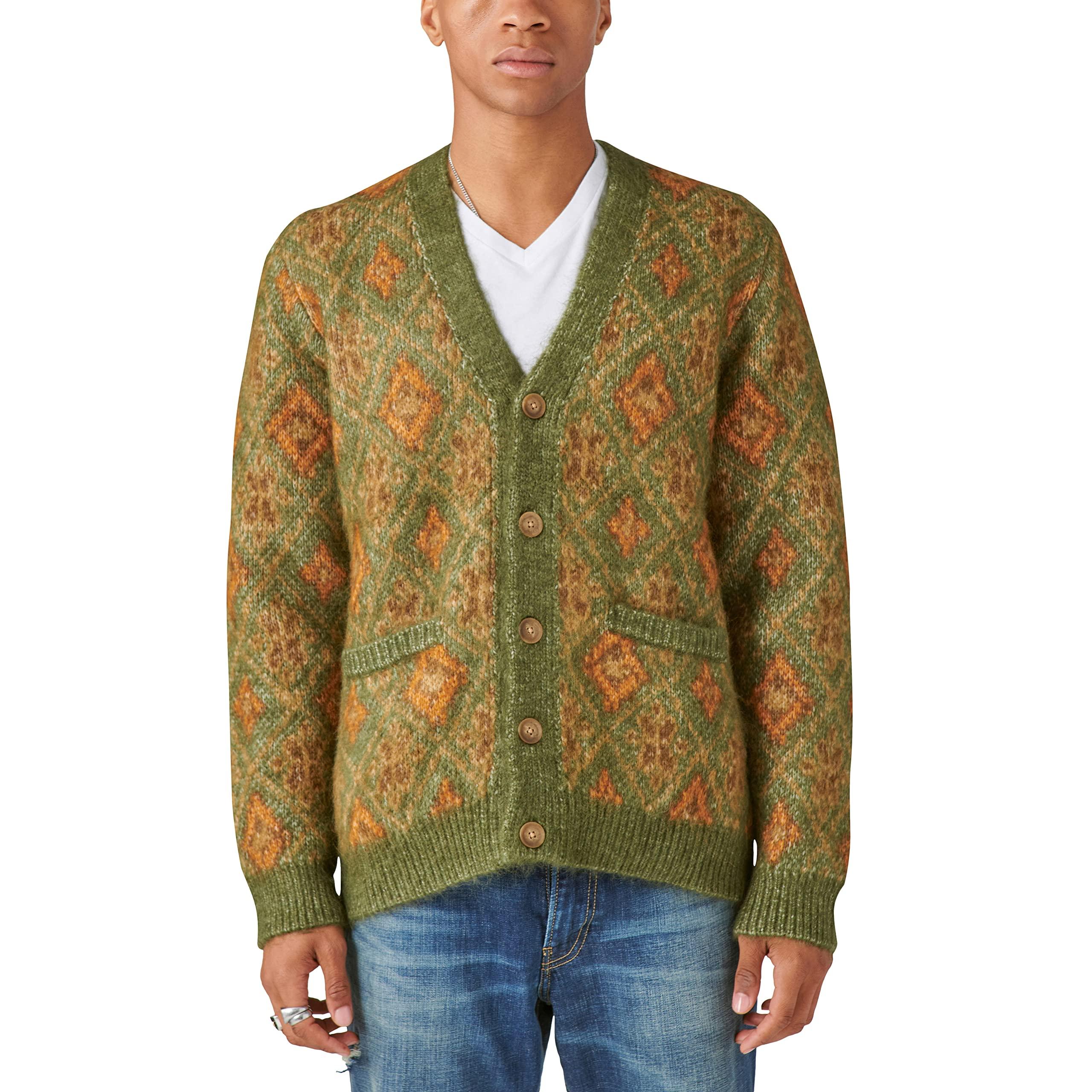 Lucky Brand Men's Oushak Print Jacquard Cardigan