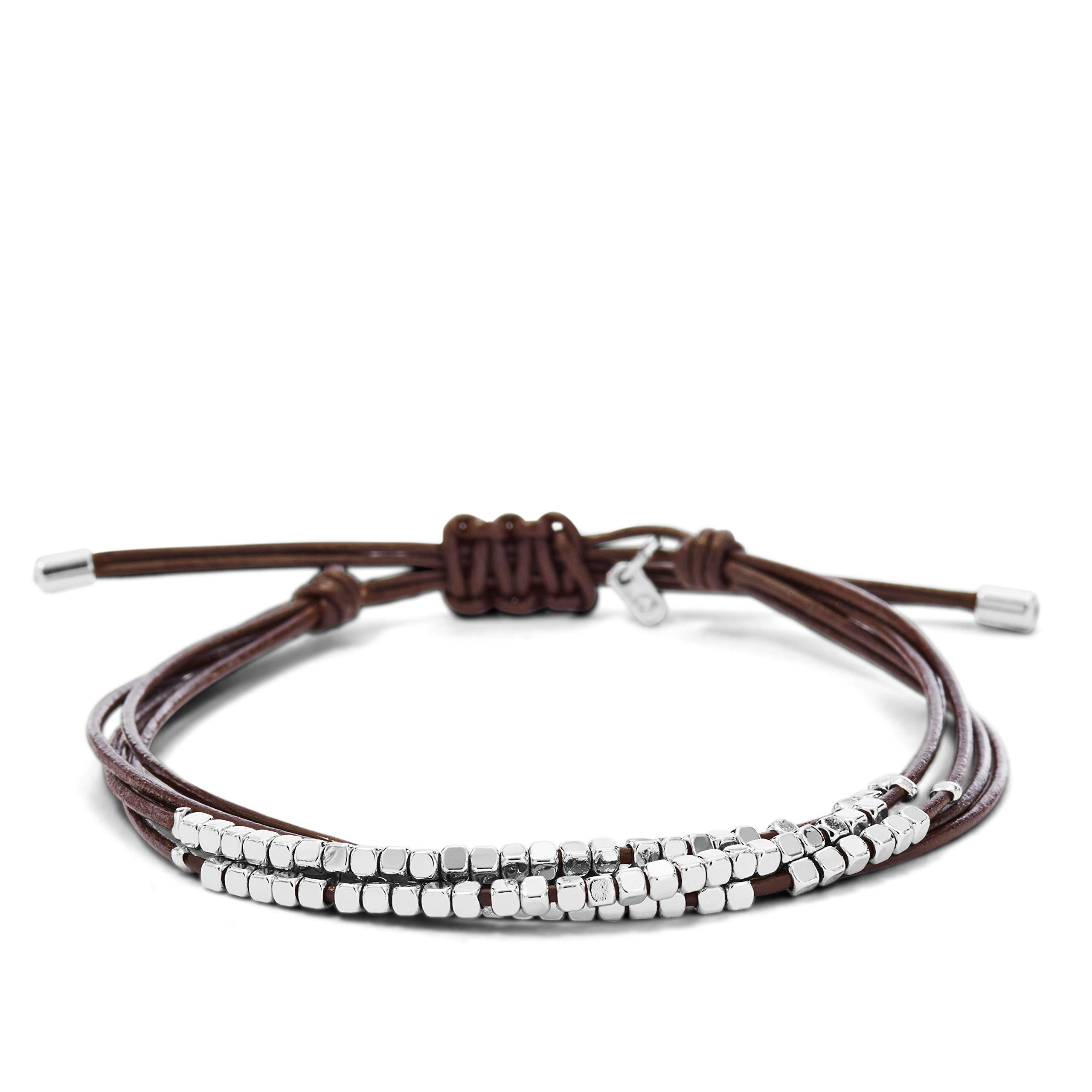 Fossil Women's Stainless Steel and Genuine Leather Bracelet for Women