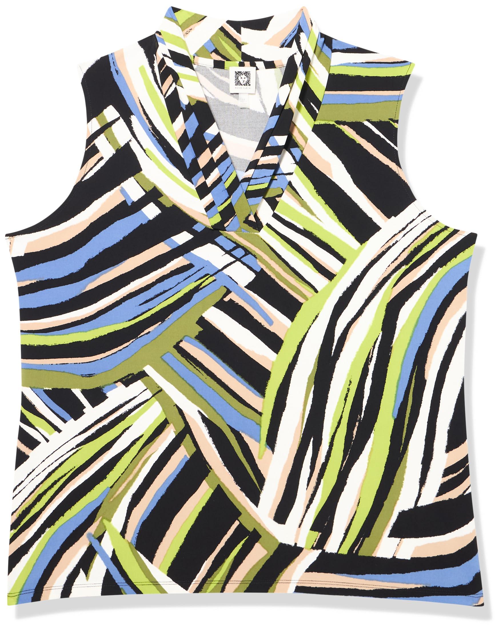 Anne Klein Women's Printed Ity Triple Pleat Top