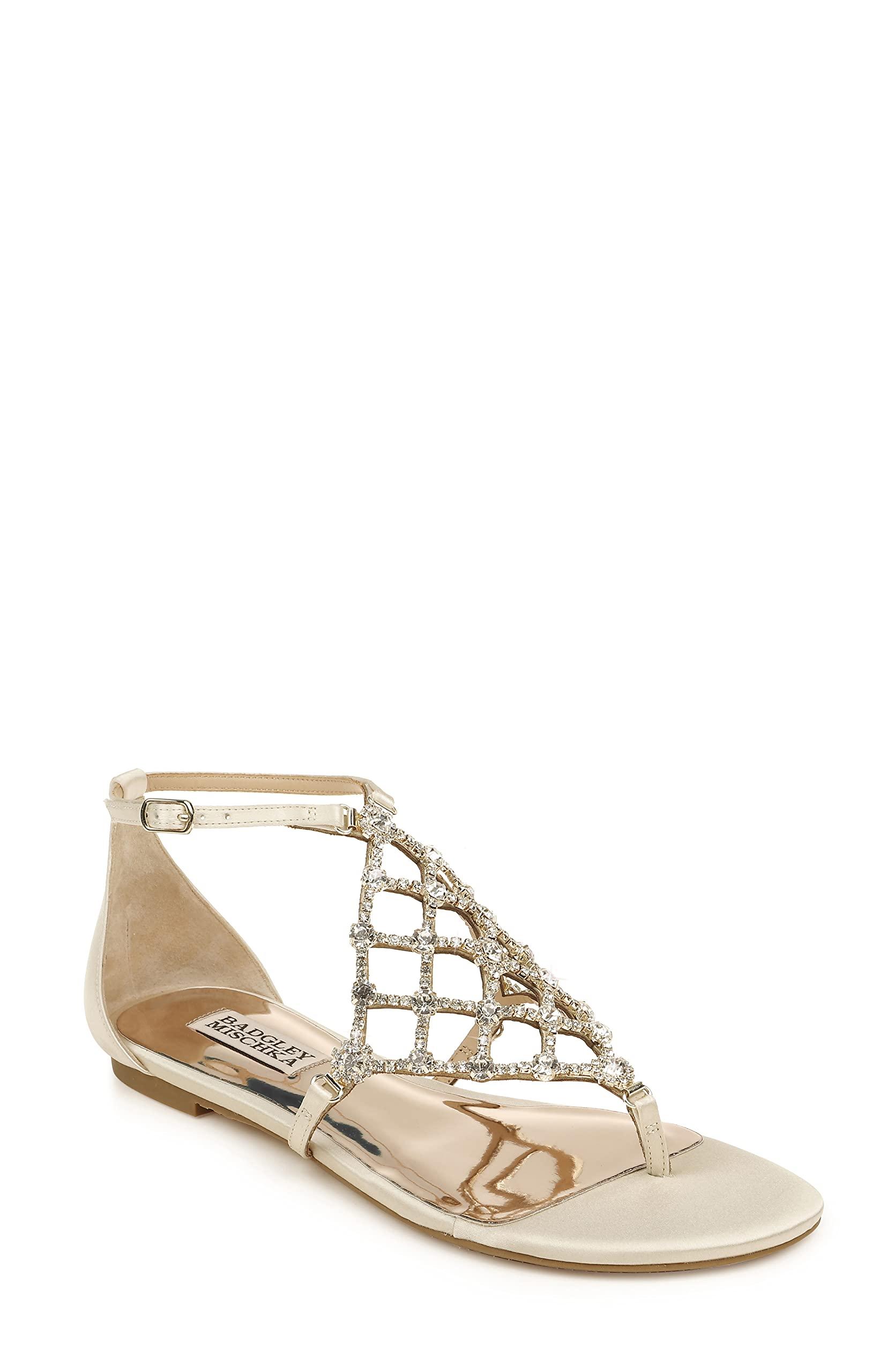 Badgley Mischka Women's Ankle Strap, Flat Sandal