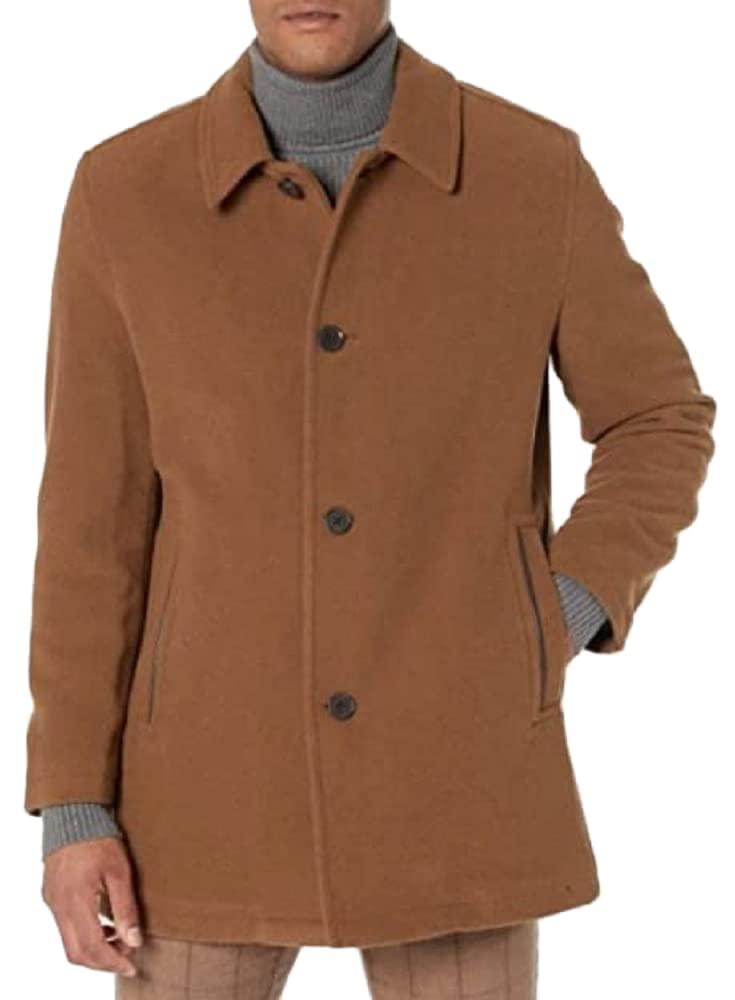 Cole Haan Men's Full Zip Wool Plush Car Coat