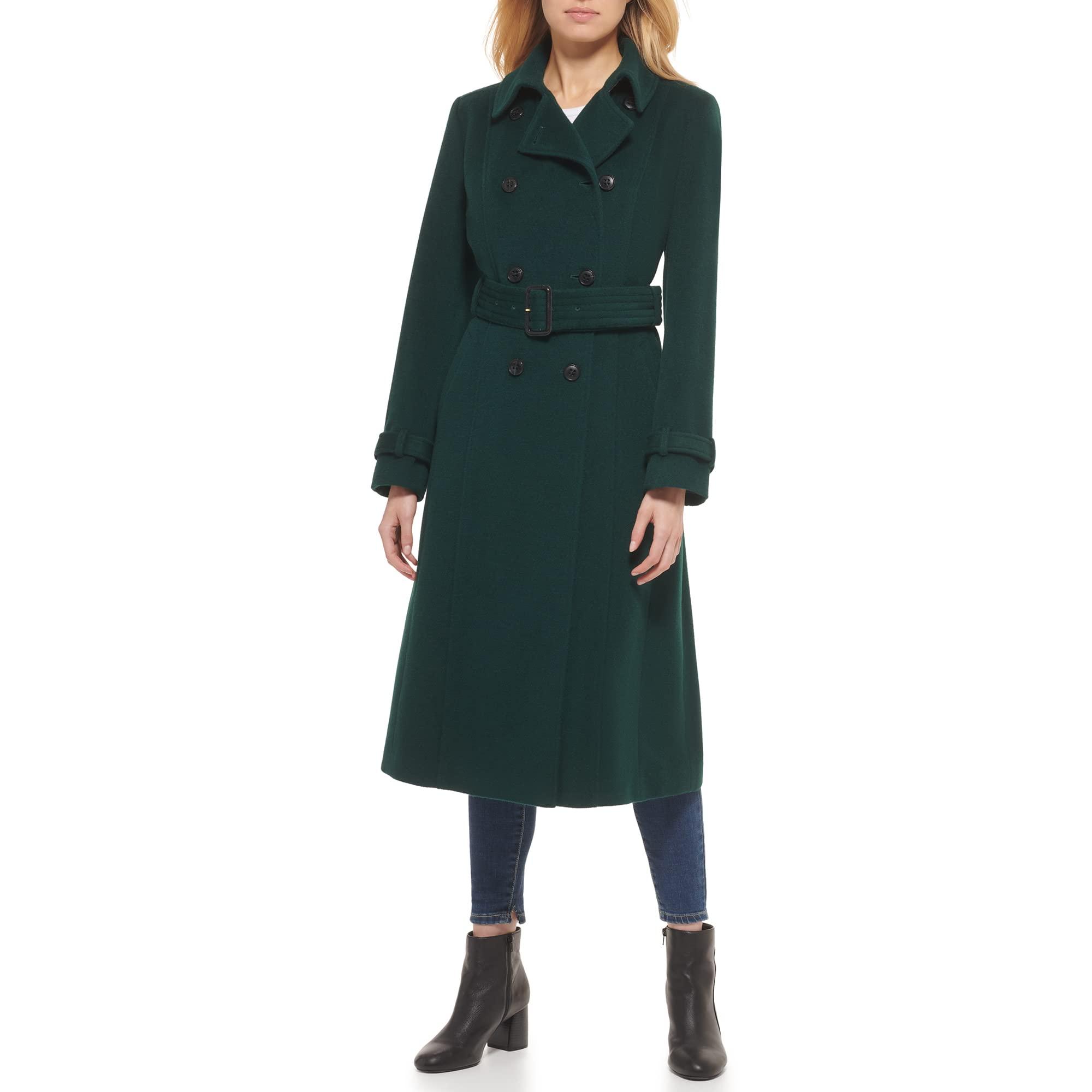 Cole Haan Women's Flared Trench Slick Wool Coat