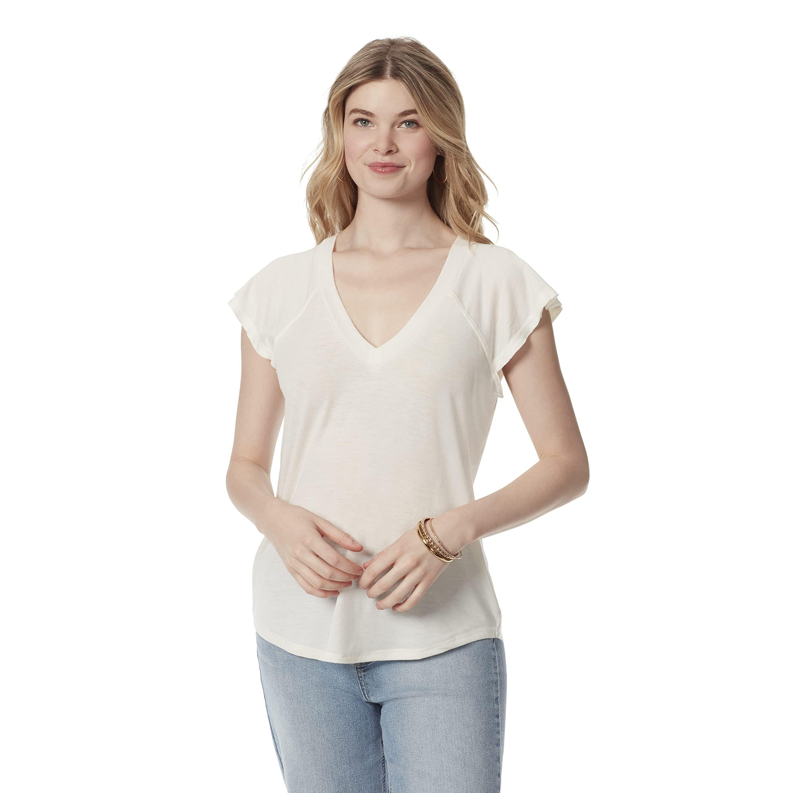 Jessica Simpson Womens Gracie Flutter Sleeve V-Neck T-Shirt