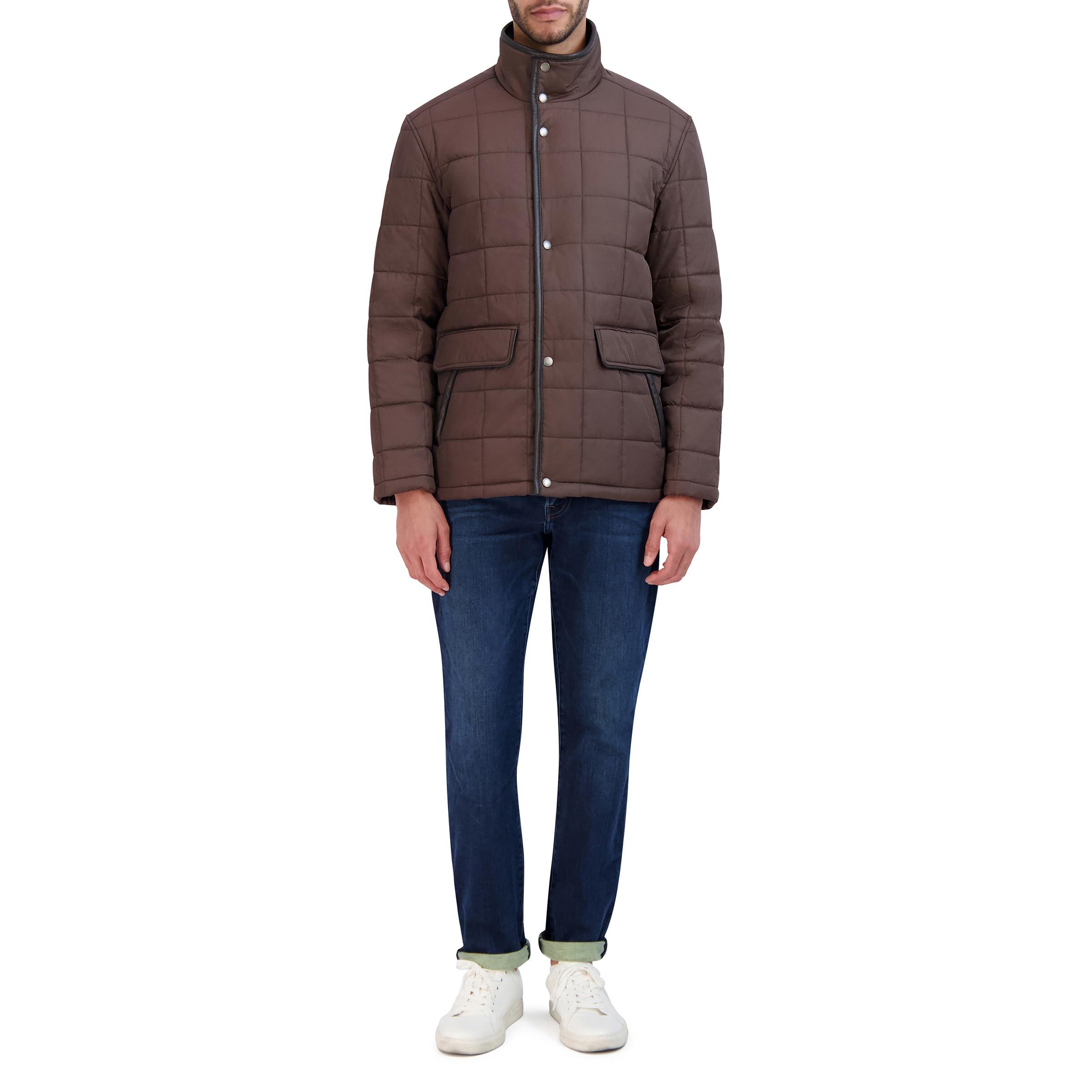 Cole Haan Men's Quilt Jacket with Rib Knit Inner Collar