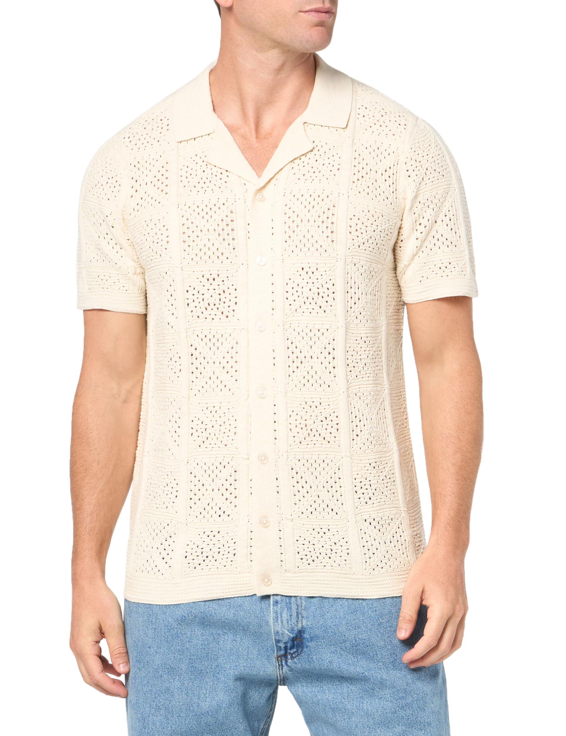 Crochet Camp Collar Short Sleeve Shirt