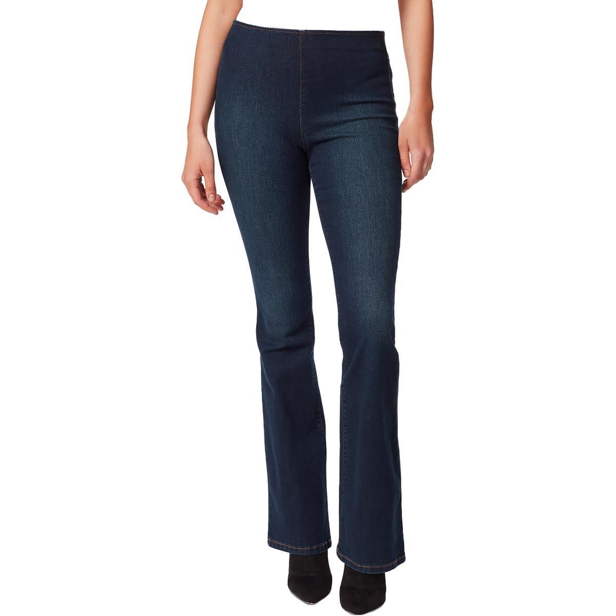 womens denim pull on flare jeans