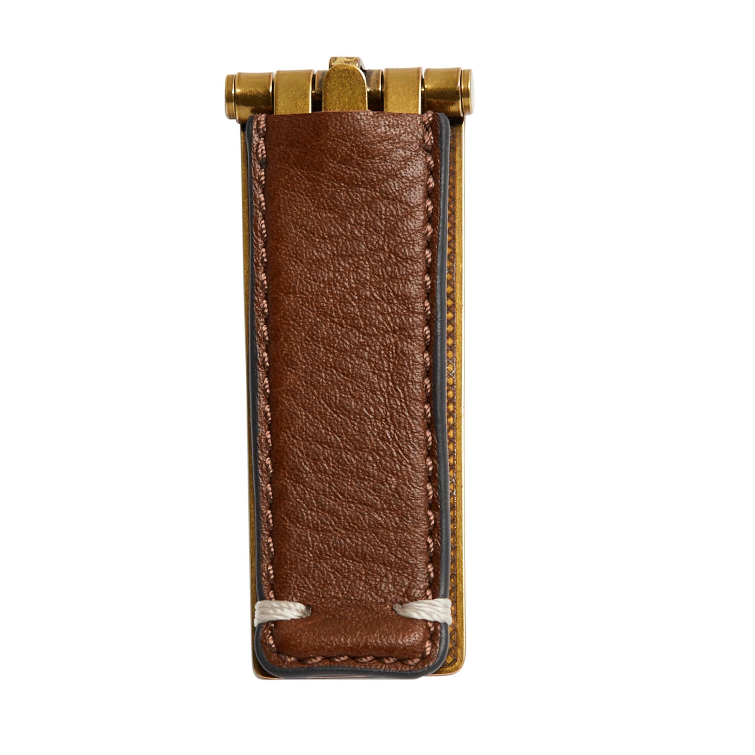 Fossil Men's Leather Wrapped Hinged Money Clip for Men