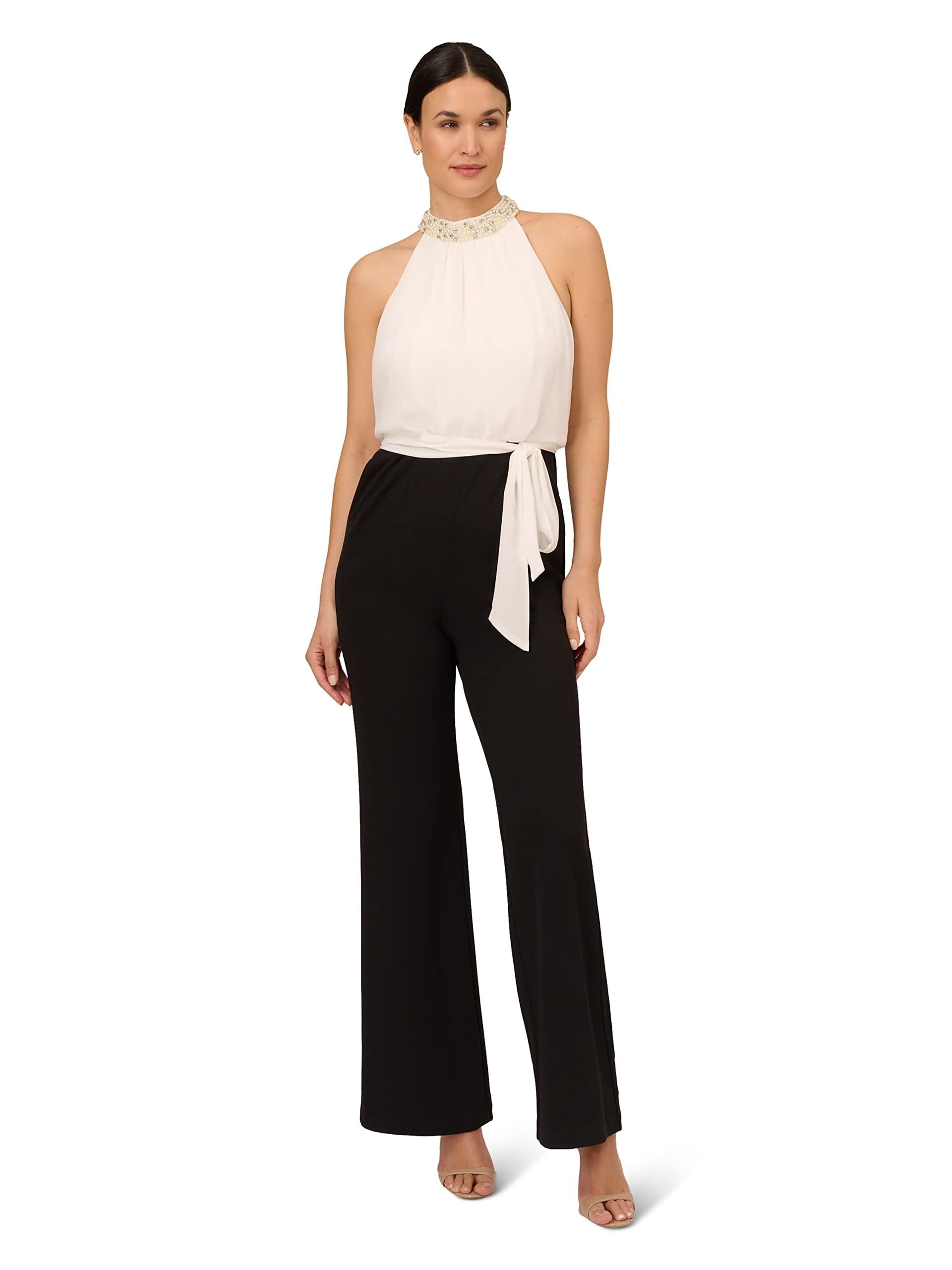 Adrianna Papell womens Pearl Chiffon Crepe Jumpsuit