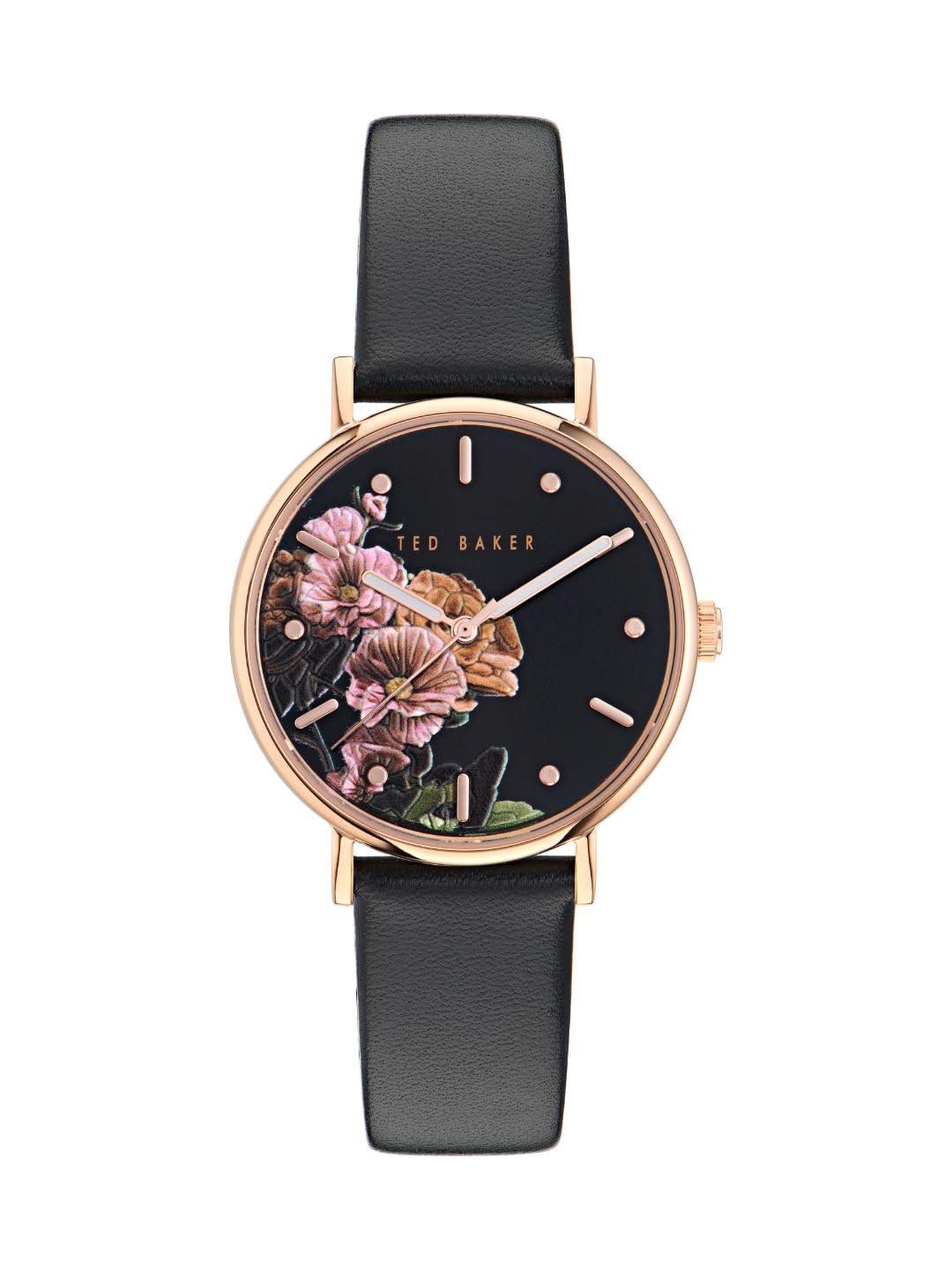 Ted Baker Ladies Black Eco Genuine Leather Strap Watch (Model: BKPPHF3059I)