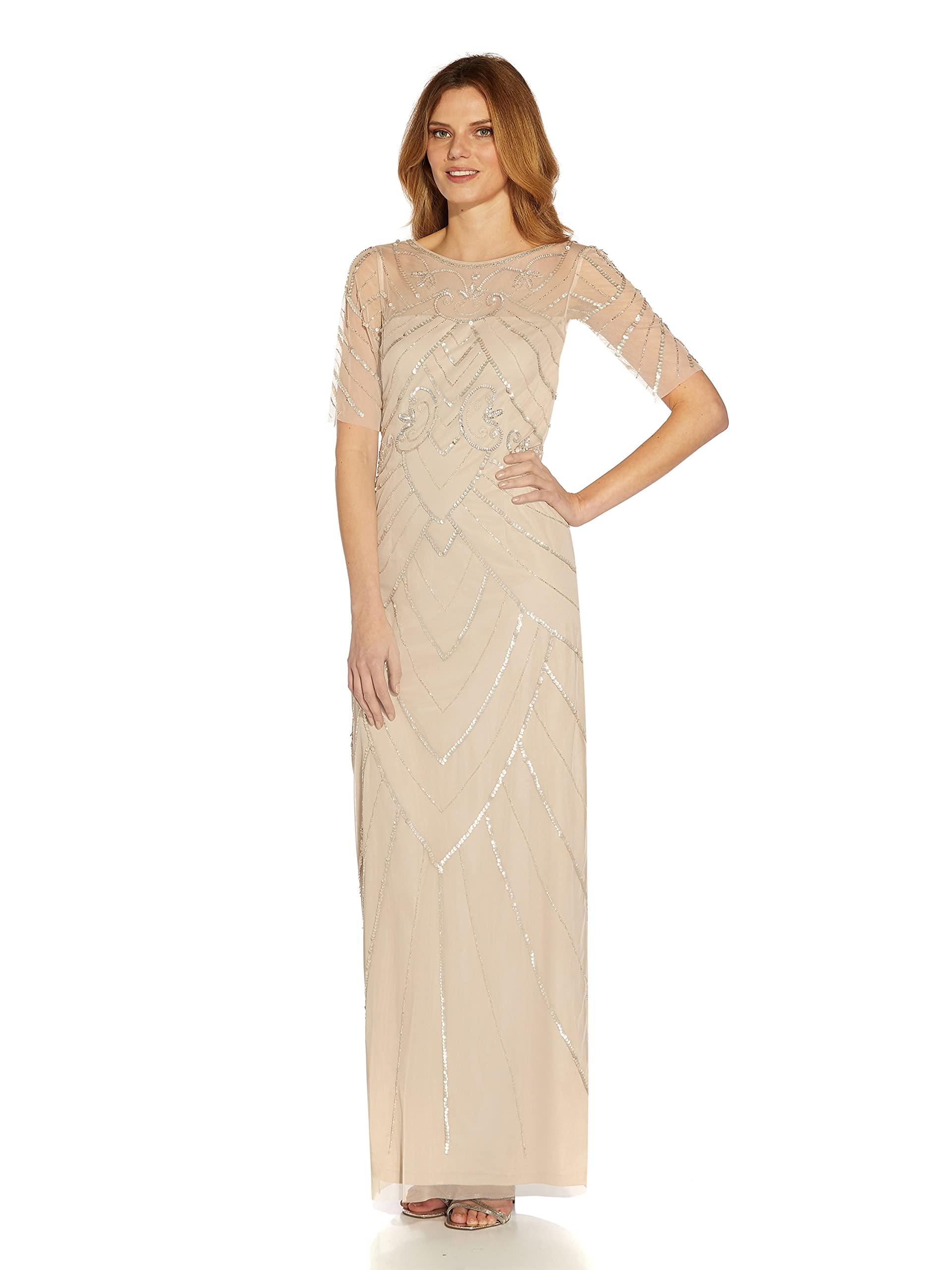 Adrianna Papell Women's Beaded Long Column Gown