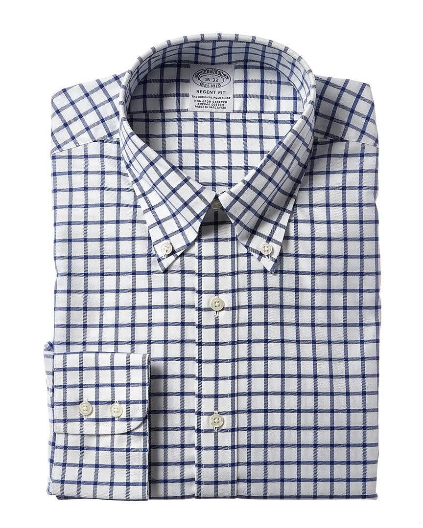 Brooks Brothers Men's Non-Iron Stretch Twill Patterened Button-Down Collar Dress Shirt