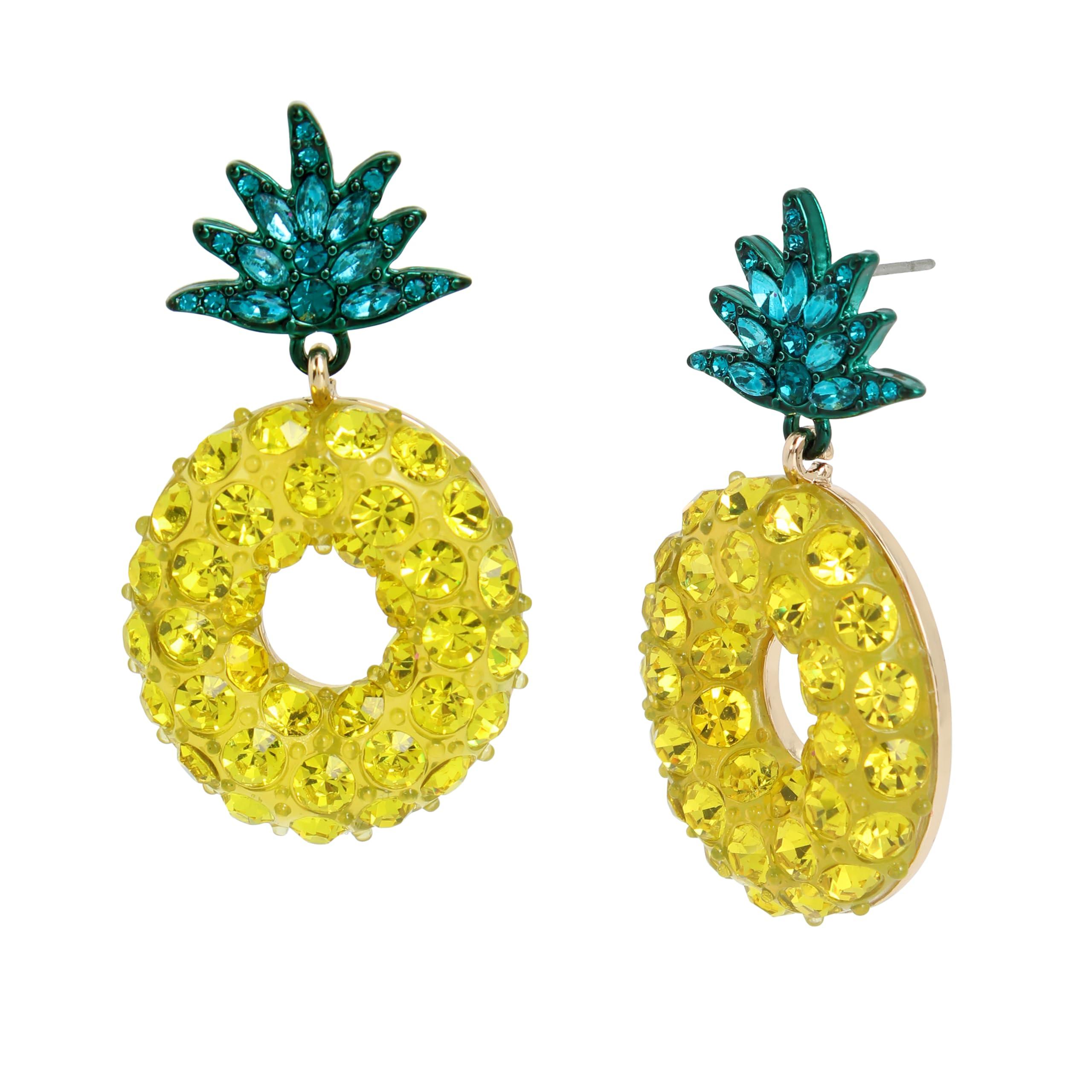 Betsey Johnson Womens Pineapple Drop Earrings